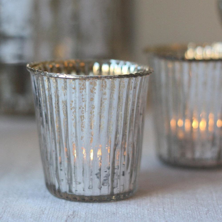 Silver Mercury Glass Tea Light Holder - PRE ORDER FOR DELIVERY LATE MARCH - BurrowandNest