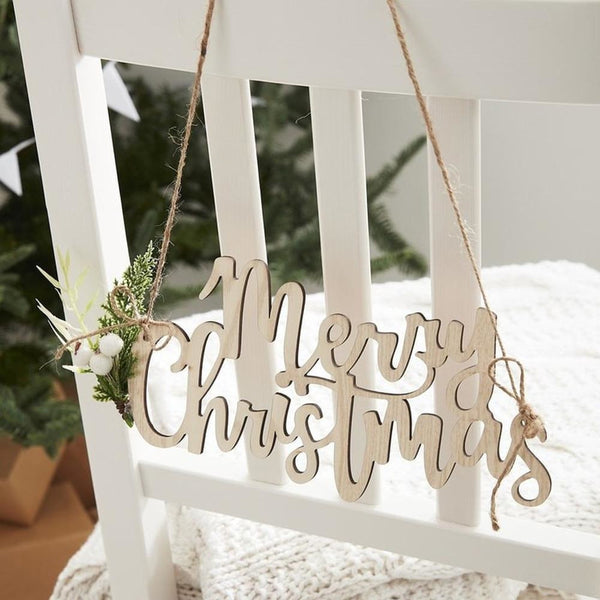 Wooden Merry Christmas Hanging Signs - Pack of 4 - BurrowandNest